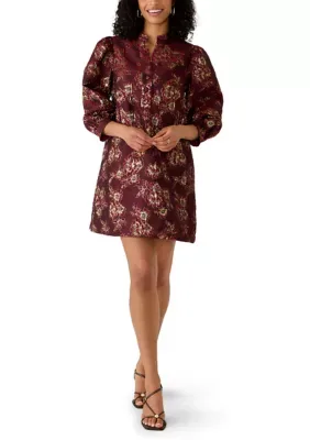 3/4 Sleeve Jacquard Mini Dress