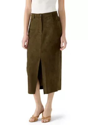 Vegan Suede Front-Slit Skirt by Philosophy