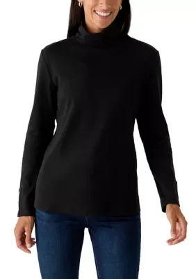 Long Sleeve Turtleneck with Trim Detail by Kim Rogers