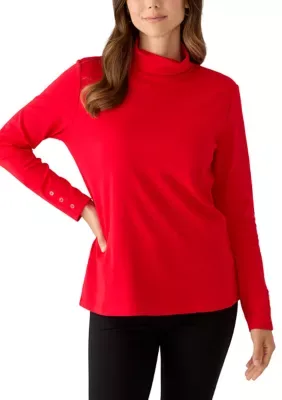 Long Sleeve Turtleneck with Trim Detail