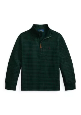 Plaid Estate-Rib 1/4-Zip Pullover by Ralph Lauren