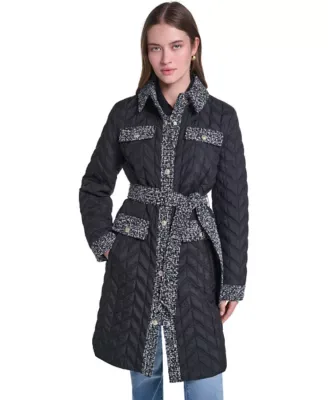 KARL Lagerfeld PARIS Houndstooth Faux Sherpa Coat by Karl Lagerfeld