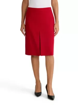 Center Back Zip Skirt with Pleated Front by Kasper