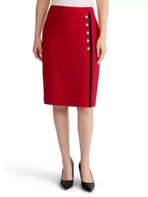 Centerback Zip Skirt Faux Wrap by Kasper