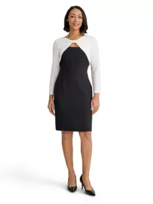 Three Quarter Sleeve Twist Front Sheath Dress by Kasper