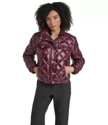 Crinkle Puffer with Cinching Detail at Waist by Karl Lagerfeld