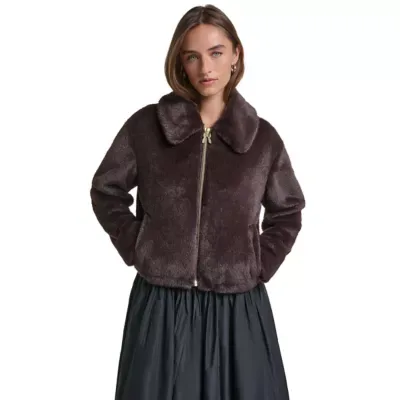 Faux Wool Jacket with Whipstitch Detail and Scarf by Karl Lagerfeld