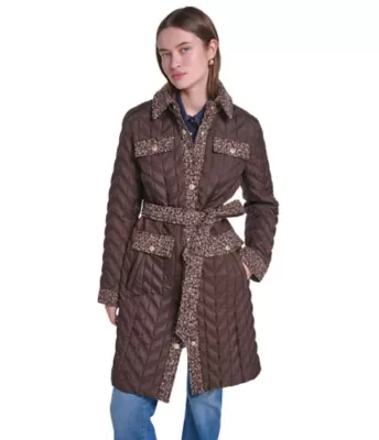 Houndstooth Faux Sherpa Coat by Karl Lagerfeld