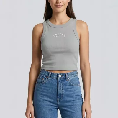NCAA Auburn Tigers Upside Down Embroidery Ribbed Cropped Tank Top by Uscape Apparel