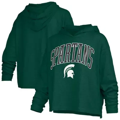 NCAA Michigan State Spartans Nelson Arch Over Logo Long Sleeve Hooded Slub T-Shirt by Pressbox