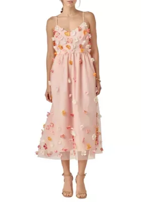 Flower Sleeveless Midi Dress by English Factory