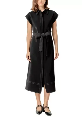 Contrast Stitch Shirt Midi Dress by English Factory