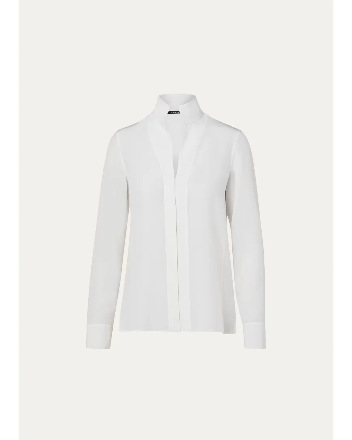 Split-Neck Silk Button-Front Blouse by Akris