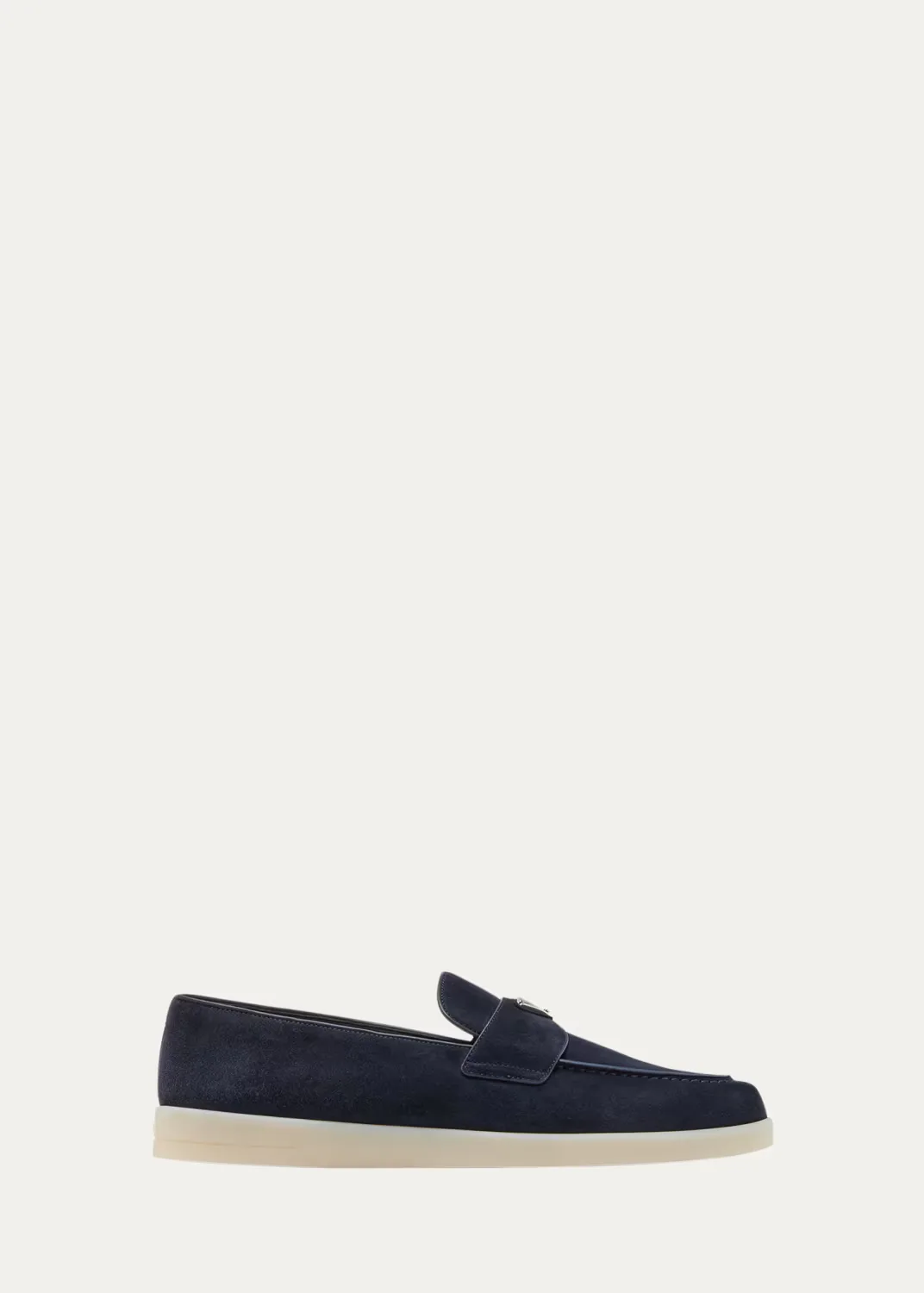 Saint Tropez Triangle Logo Suede Loafers by Prada