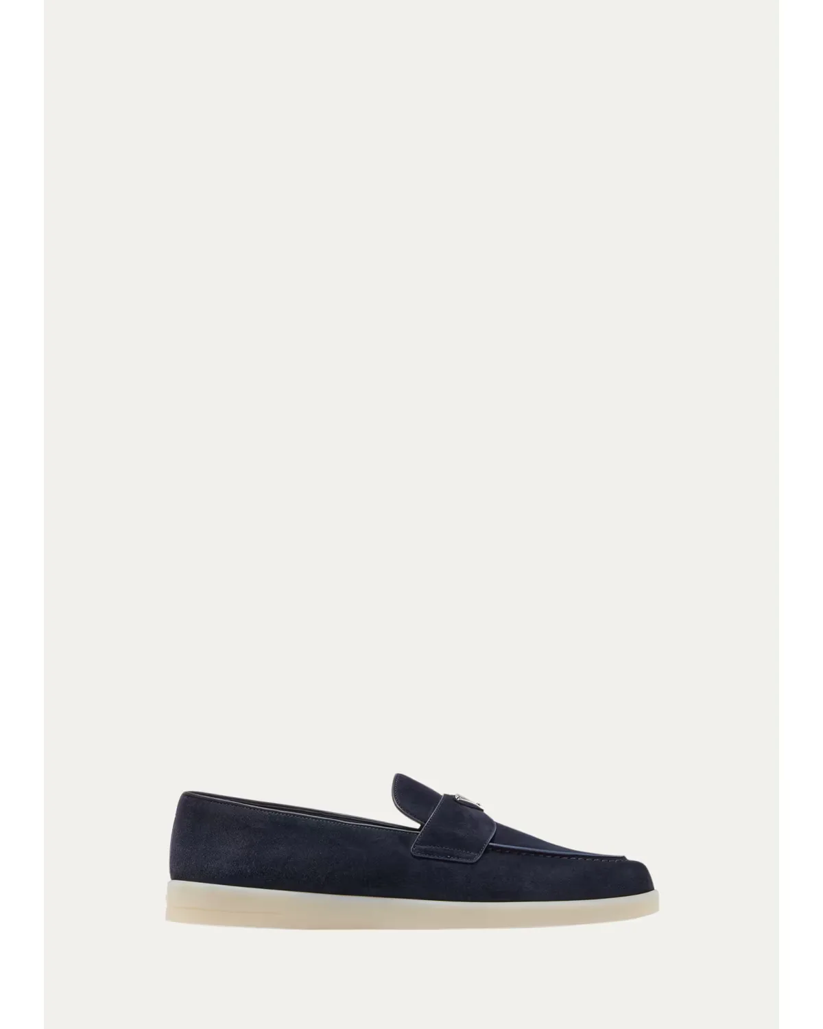 Saint Tropez Triangle Logo Suede Loafers by Prada