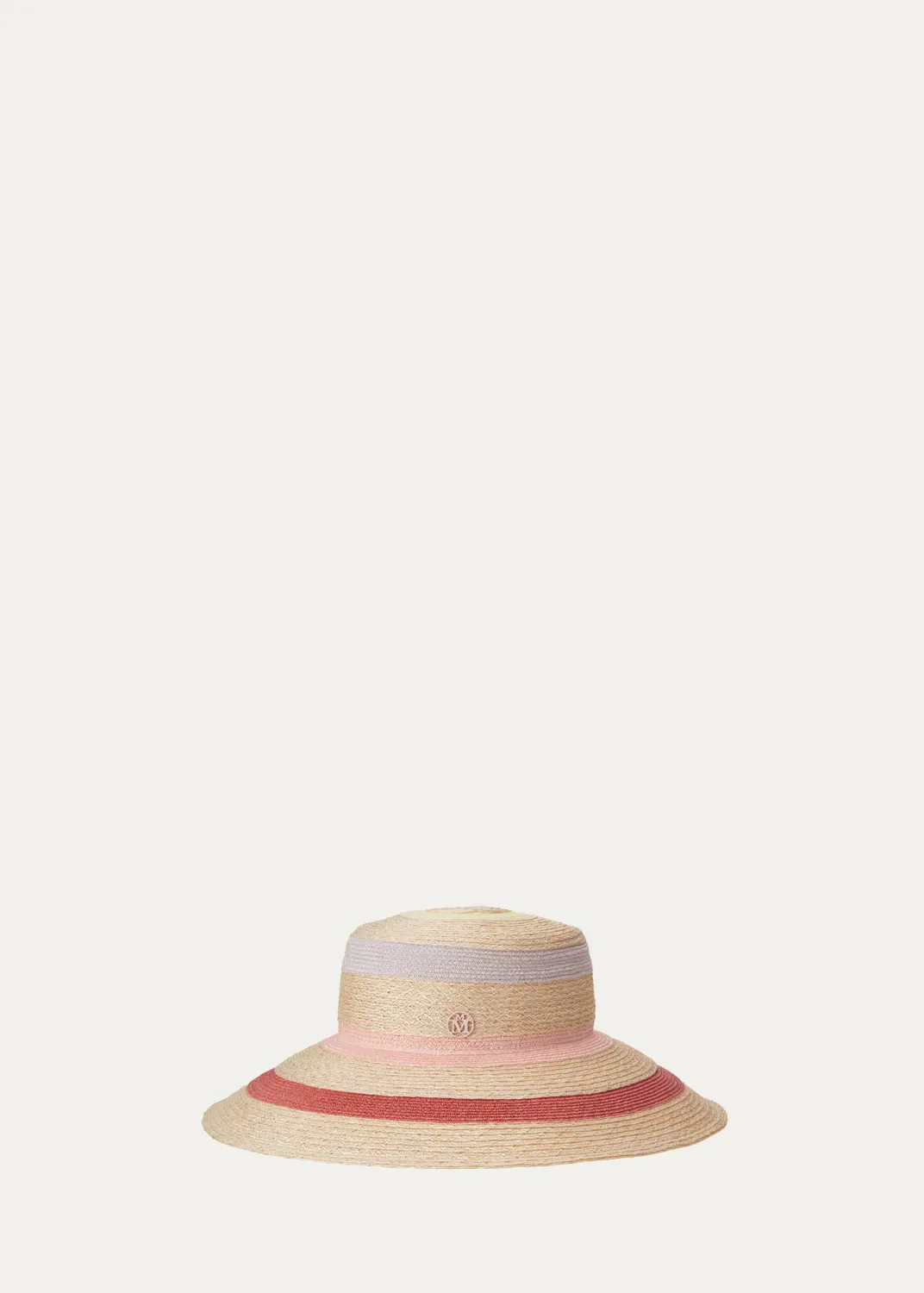 Rena Striped Straw Bucket Hat by Maison Michel