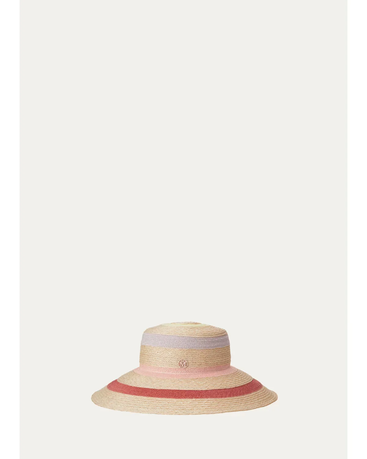 Rena Striped Straw Bucket Hat by Maison Michel