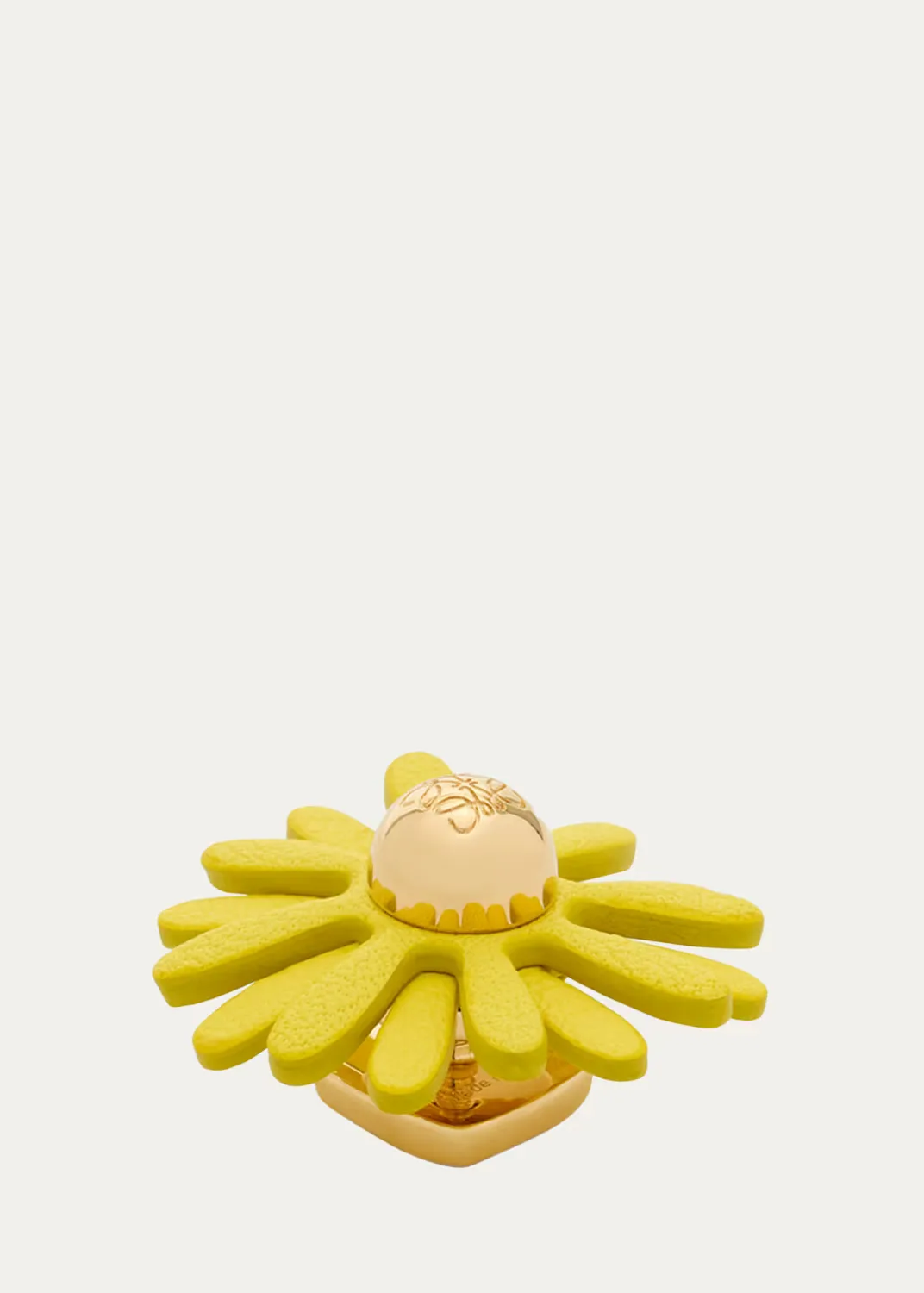 Flower Pin in Brass and Calfskin by LOEWE