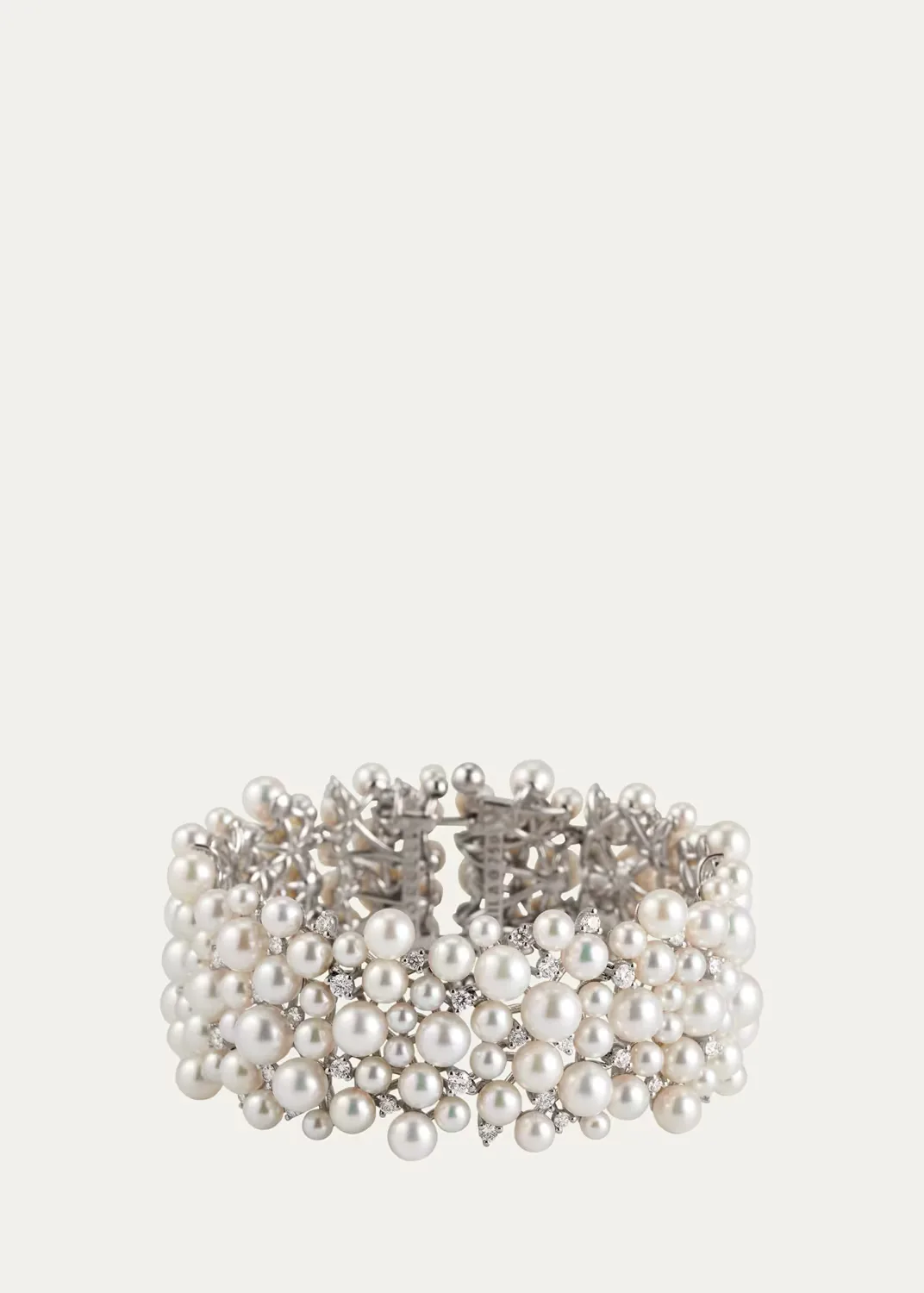 LaGrange Large White Gold Pearl & Diamond Bracelet by Paul Morelli