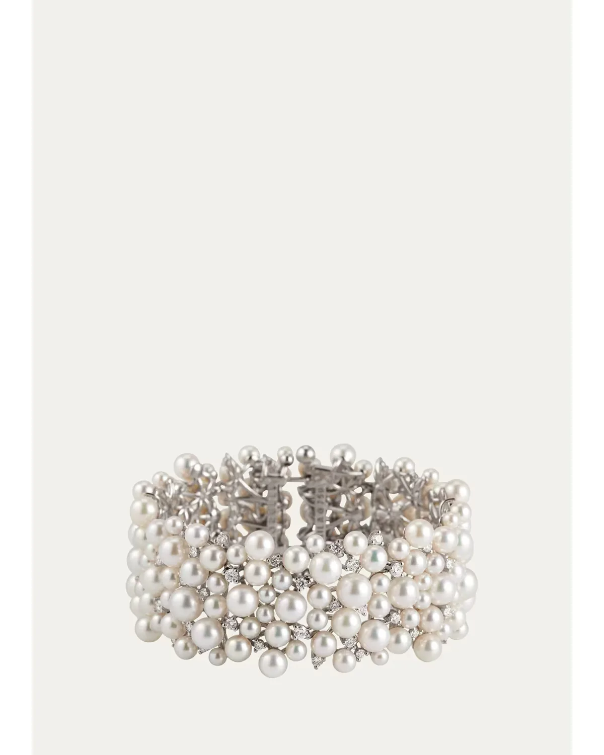 LaGrange Large White Gold Pearl & Diamond Bracelet by Paul Morelli