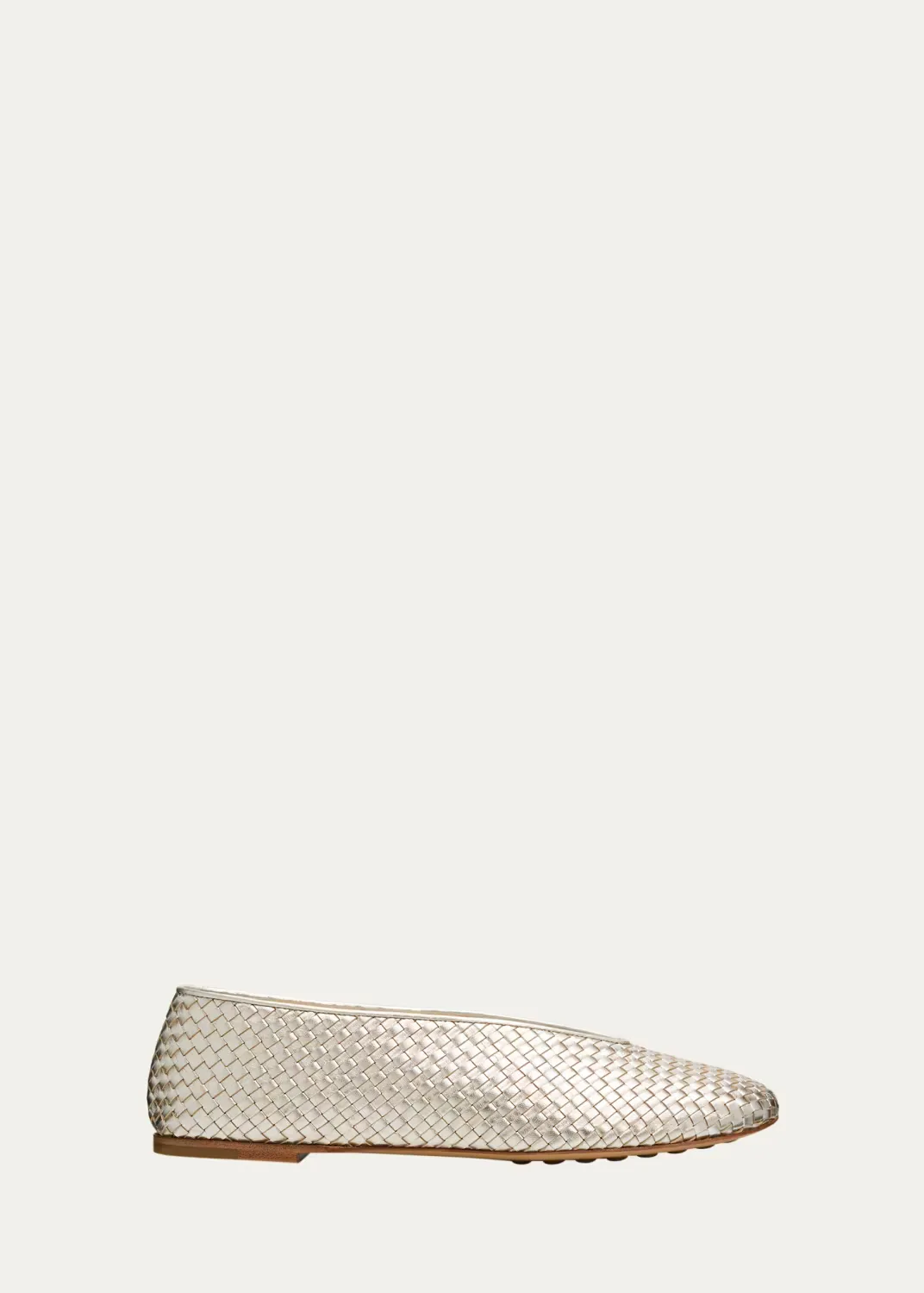 Laminated Intrecciato Leather Ballerina Flats by Bottega Veneta