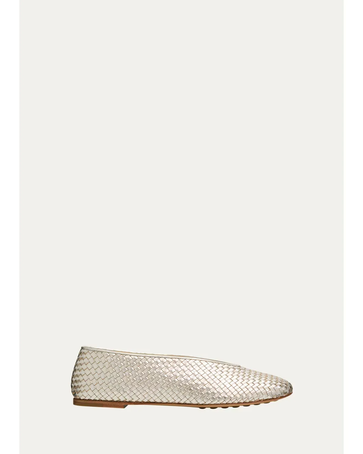 Laminated Intrecciato Leather Ballerina Flats by Bottega Veneta