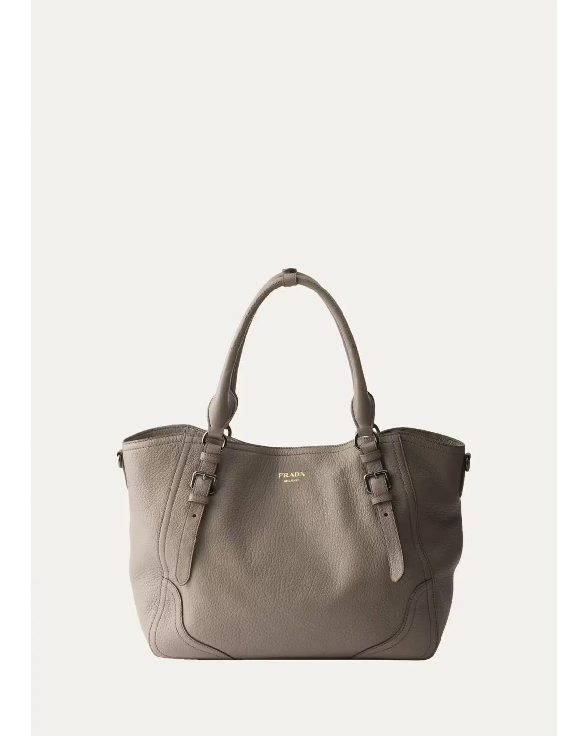 Large Grain Leather Tote Bag by Prada