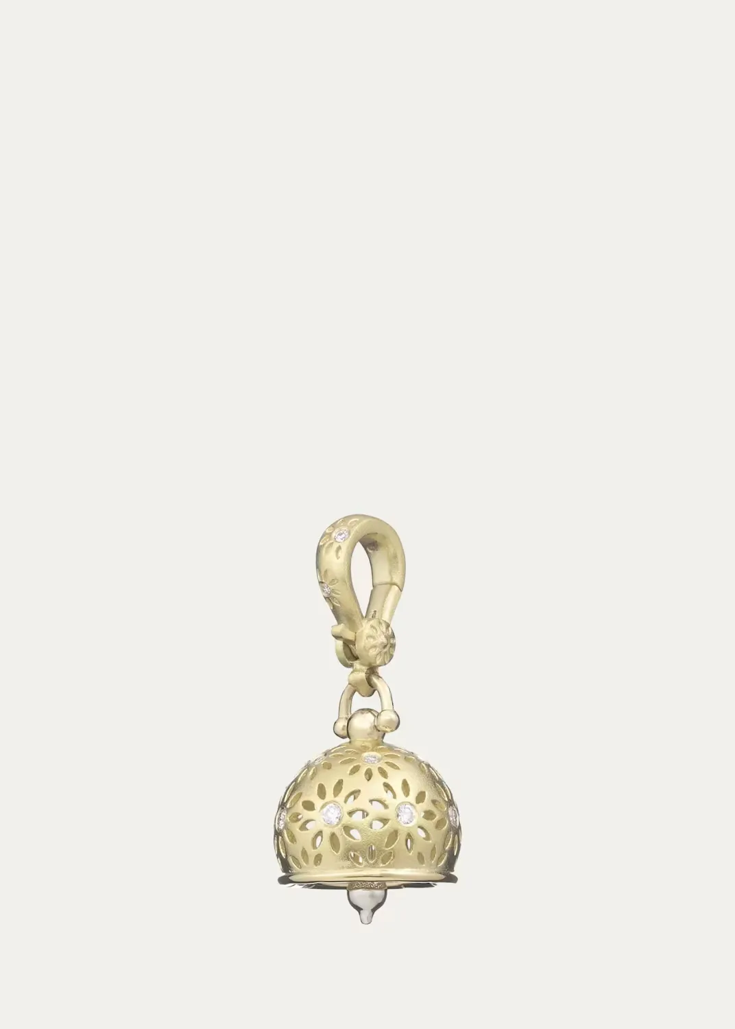 18K Yellow Gold Eyelet Meditation Bell with Diamonds by Paul Morelli