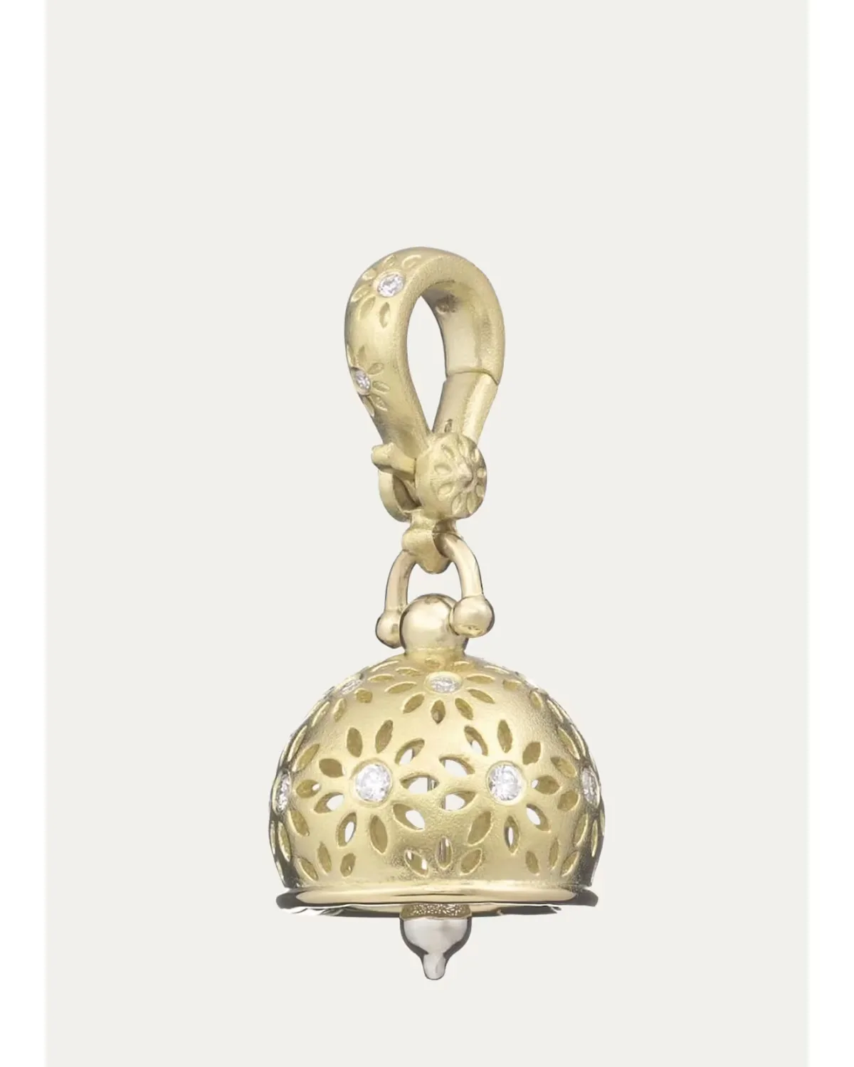 18K Yellow Gold Eyelet Meditation Bell with Diamonds by Paul Morelli