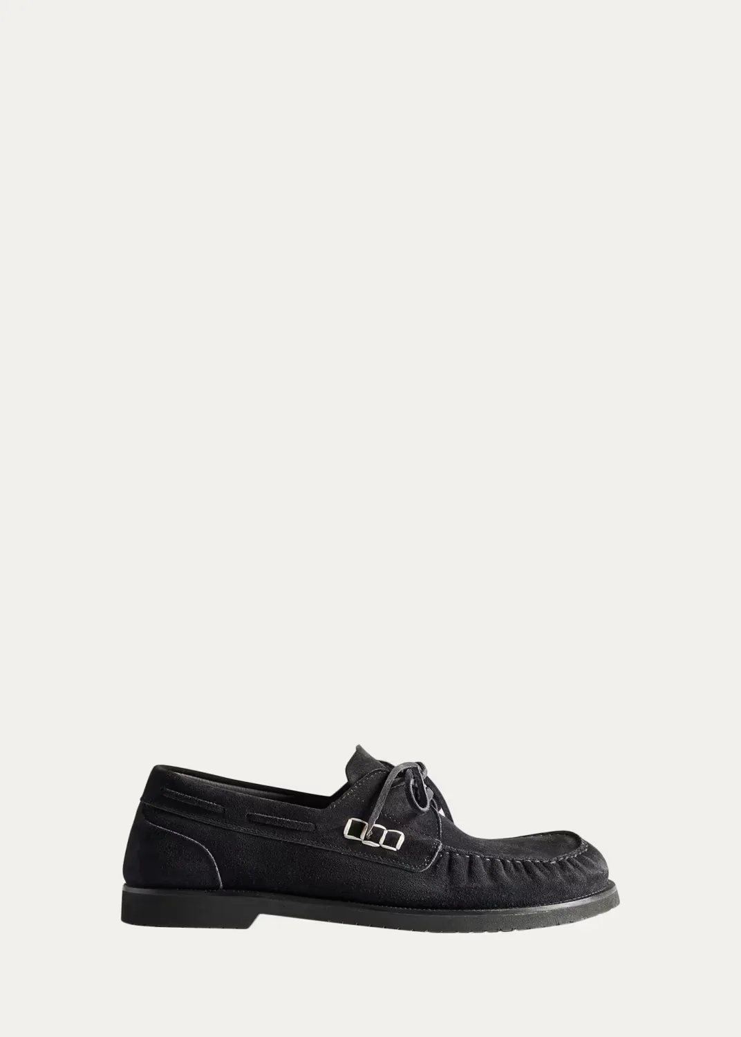 Suede Box-Stitched Boat Shoes