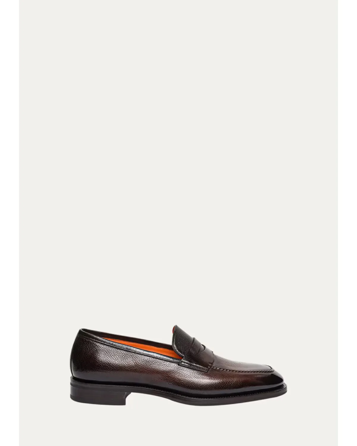 Gregor Grained Leather Penny Loafers by Santoni