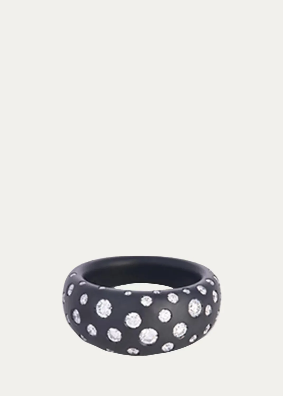 Titanium 10mm French Dome Spotted Diamond Ring by Sidney Garber