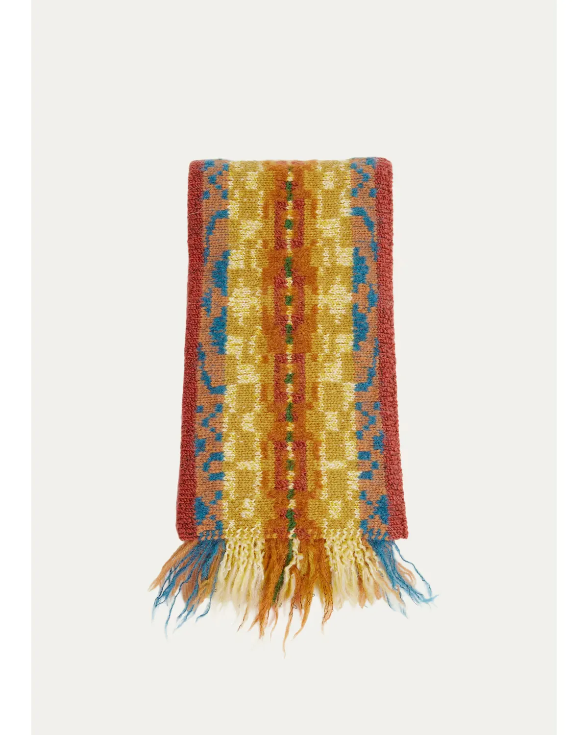 Wool Fair Isle Fringe Scarf by Dries Van Noten