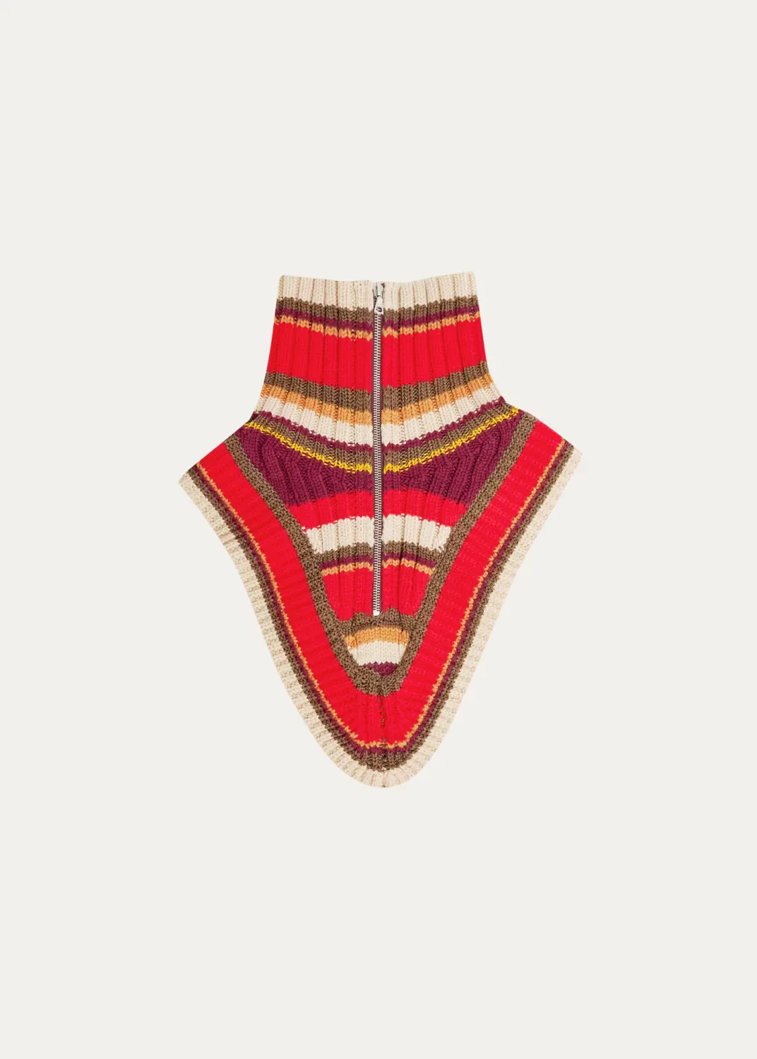 Wool Rib-Knit Stripe Half-Zip Bib Collar by Dries Van Noten