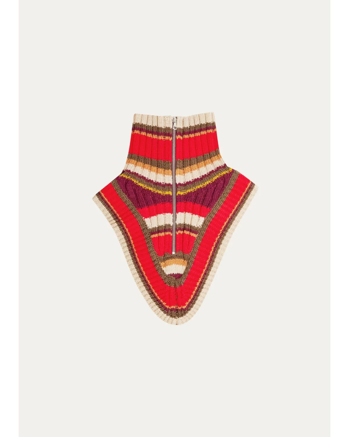 Wool Rib-Knit Stripe Half-Zip Bib Collar by Dries Van Noten