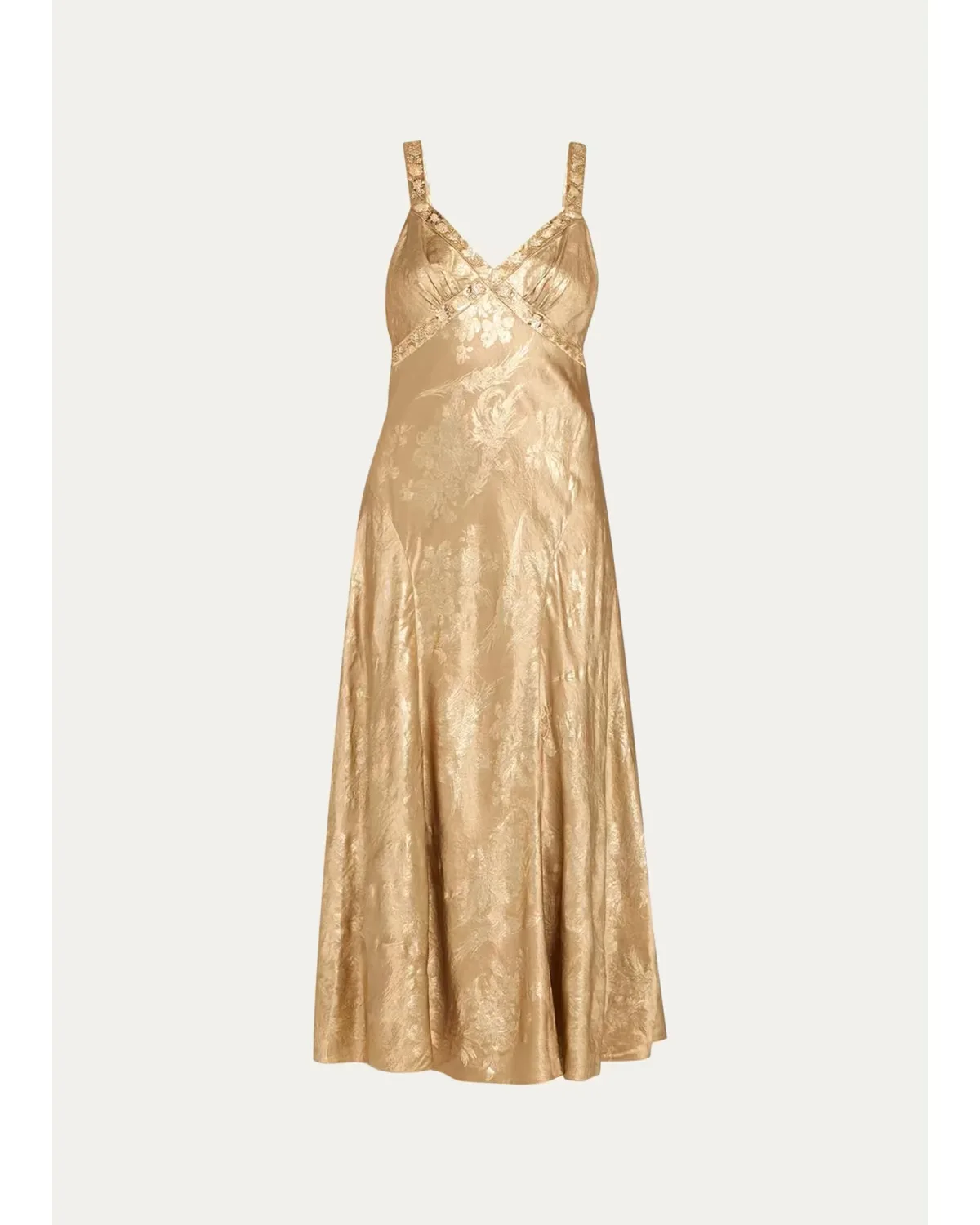 Thalie Gilded Peony Jacquard Embellished Sleeveless Midi Dress by Cinq  Sept