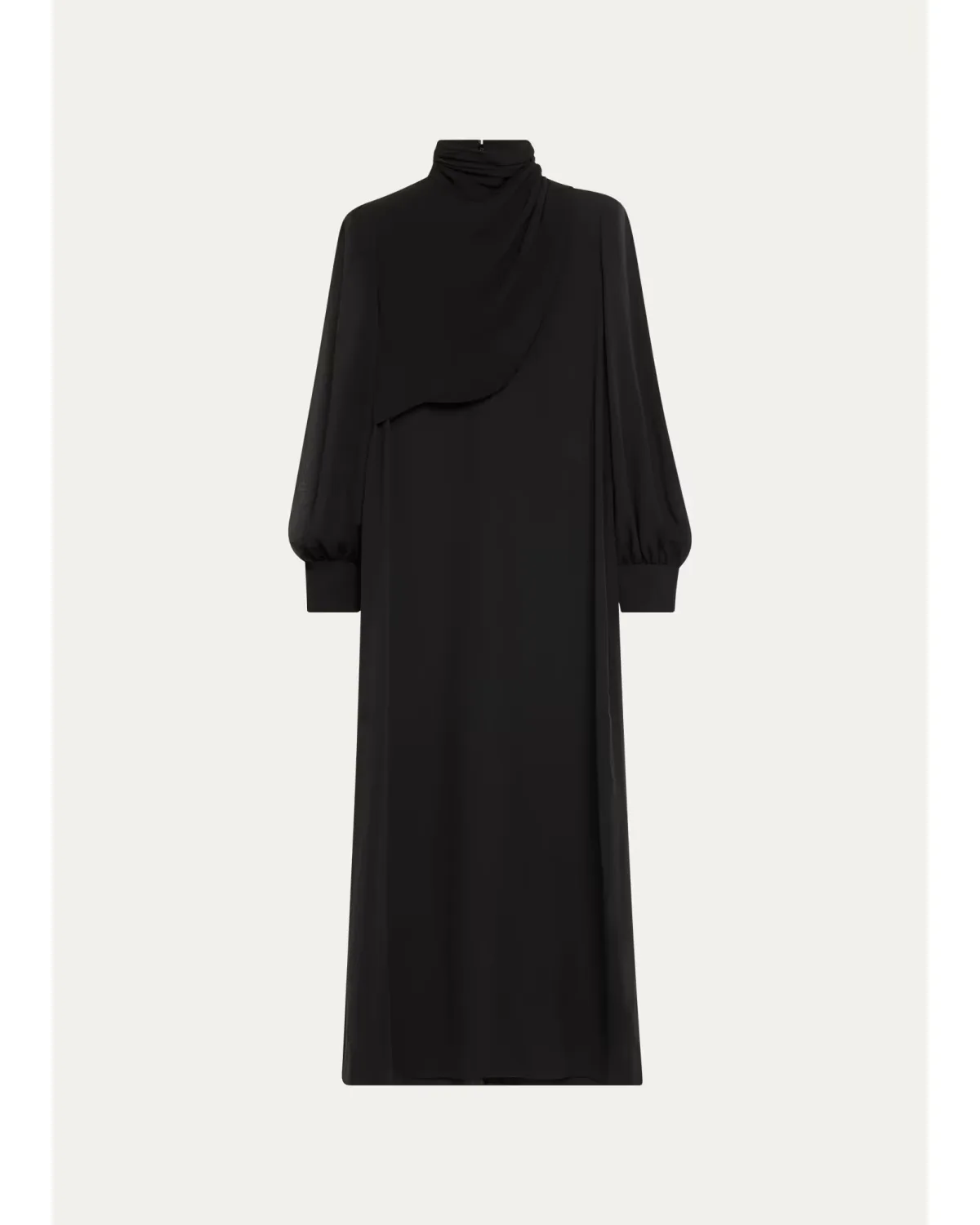 Mock-Neck Draped Silk Georgette Long-Sleeve Maxi Dress by Valentino Garavani