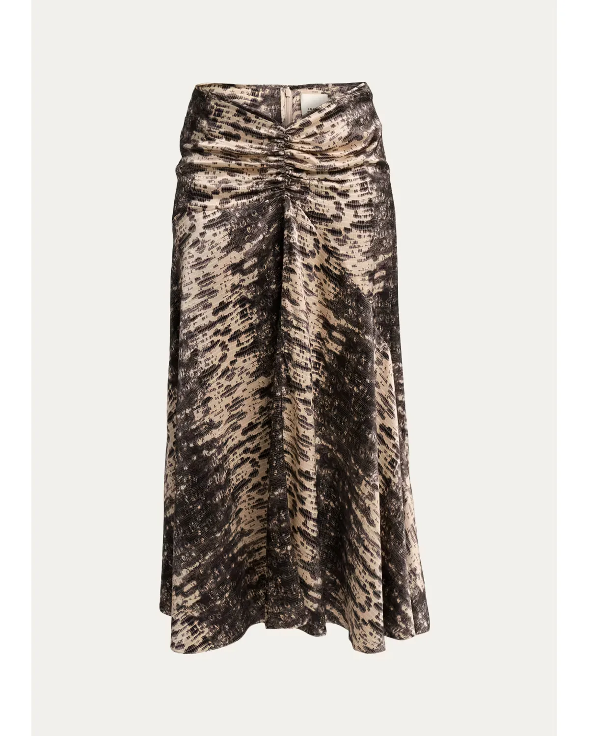 Laren Python-Print Ruched Silk Midi Skirt by Isabel Marant