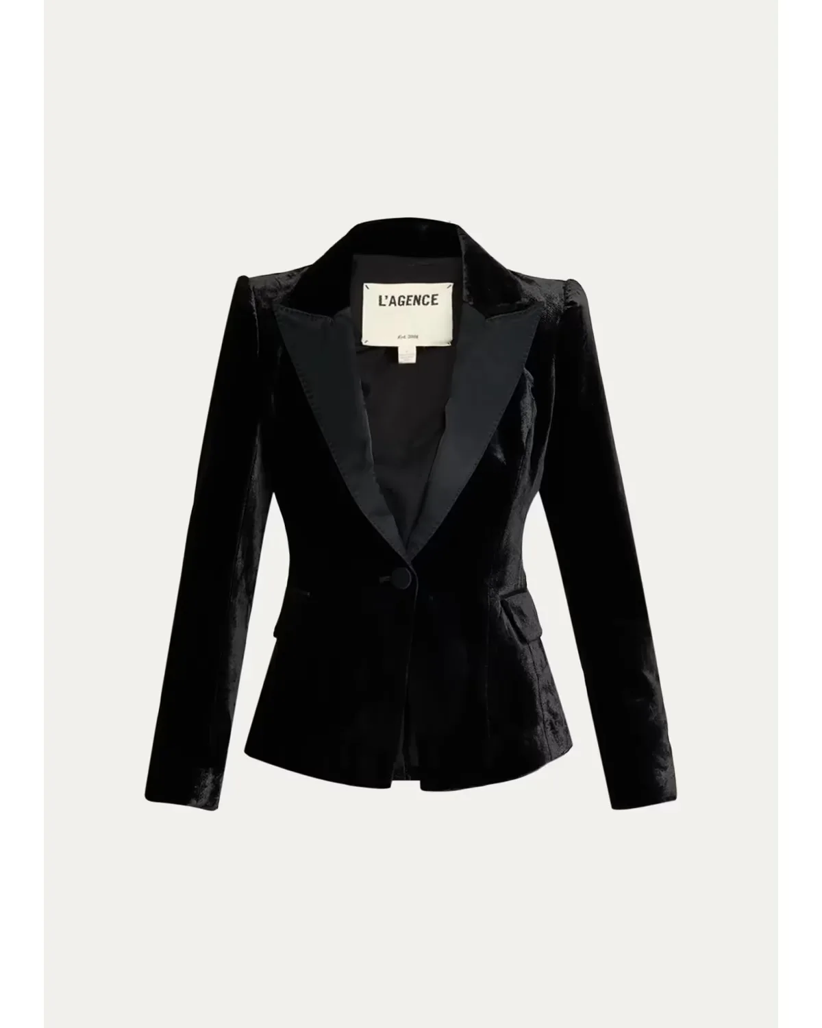 Philippa Strong-Shoulder Tuxedo Blazer by L'AGENCE
