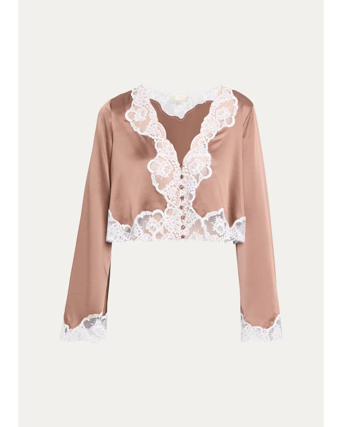 Elarine Lace-Trim Cropped Top by LoveShackFancy