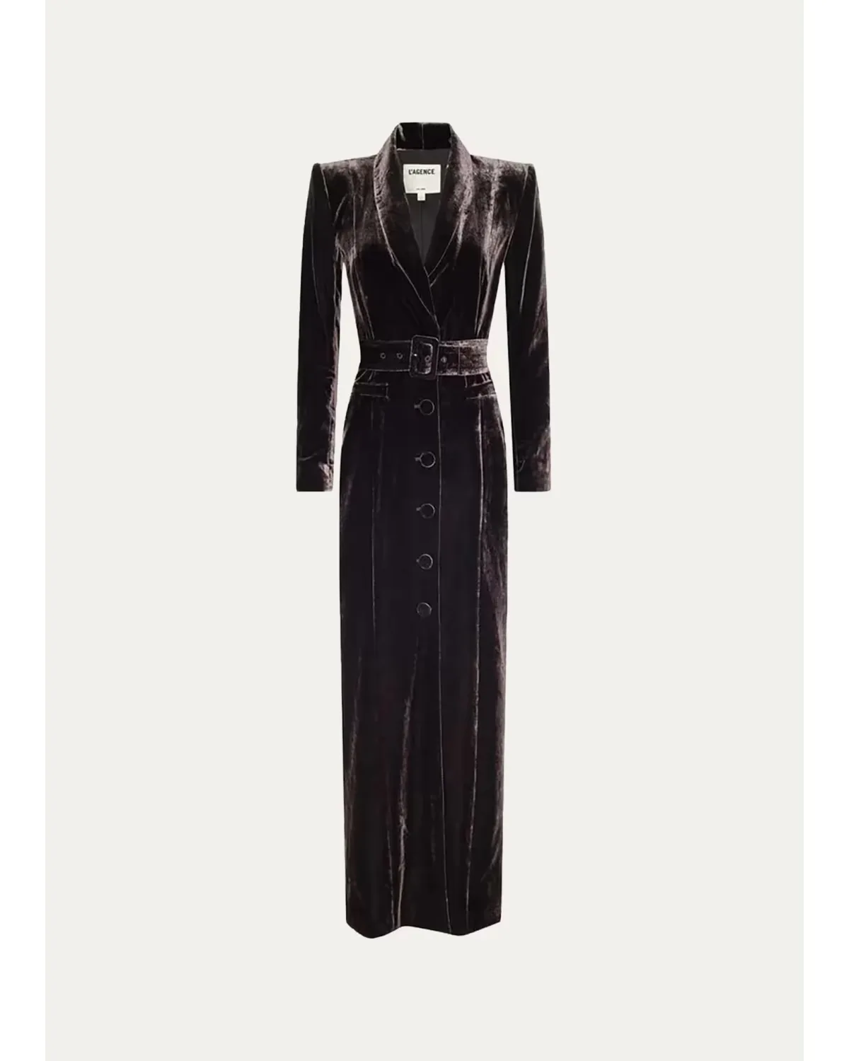Raini Velvet Shawl-Collar Maxi Coat by L'AGENCE