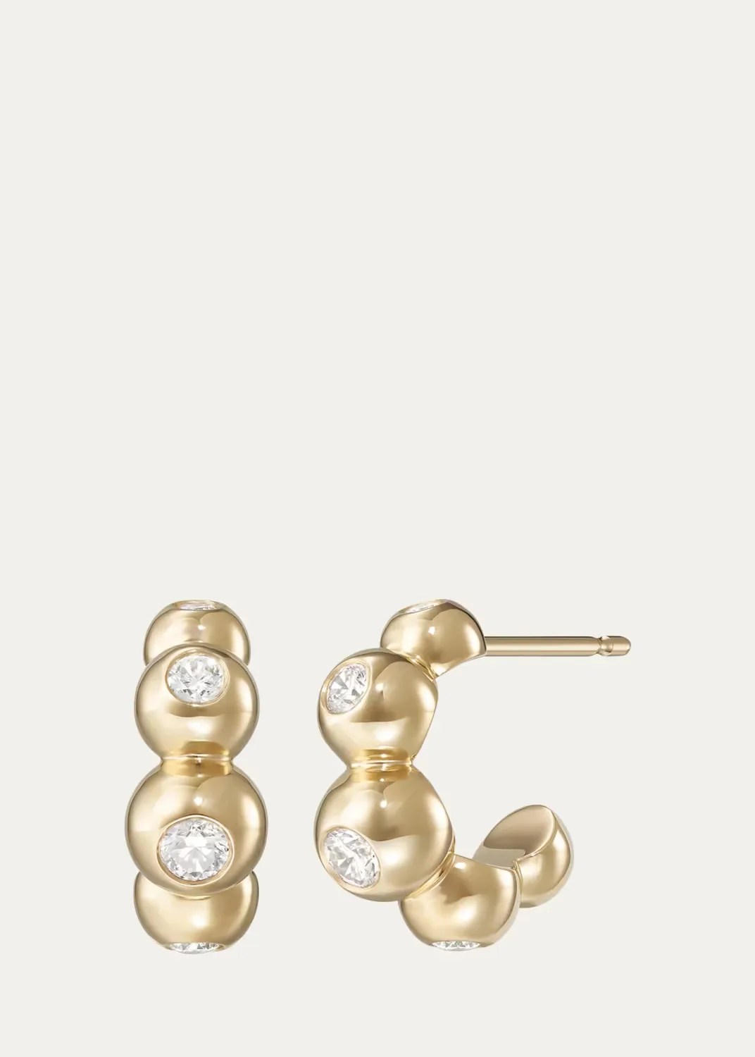 18K Yellow Gold Diamond Audrey Huggie Hoop Earrings by Melissa Kaye