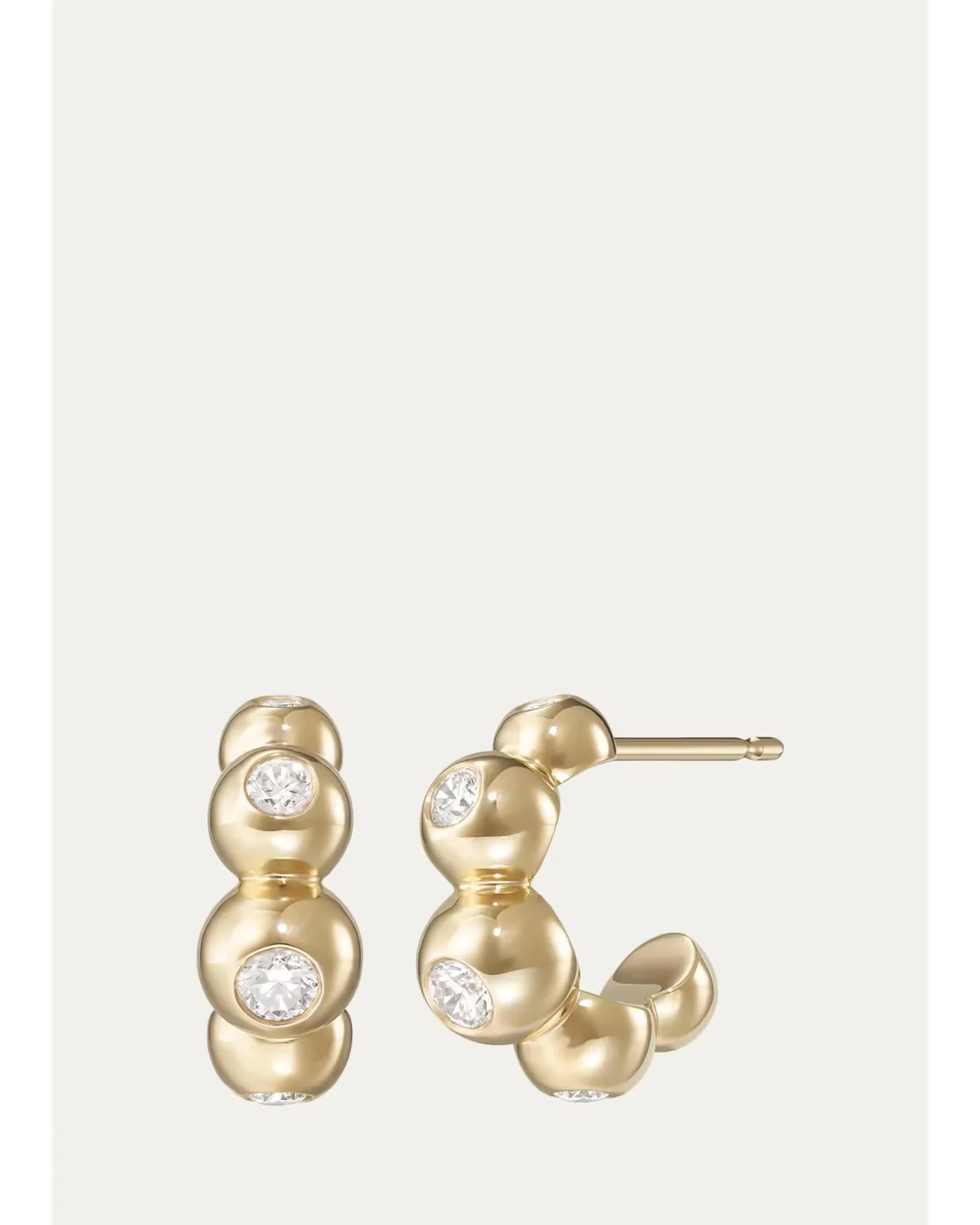 18K Yellow Gold Diamond Audrey Huggie Hoop Earrings by Melissa Kaye
