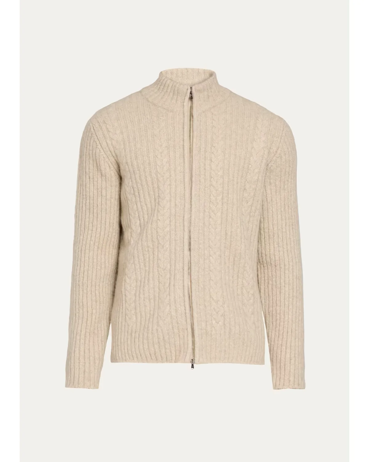 5-Ply Cashmere Mouline Cable Bomber Jacket