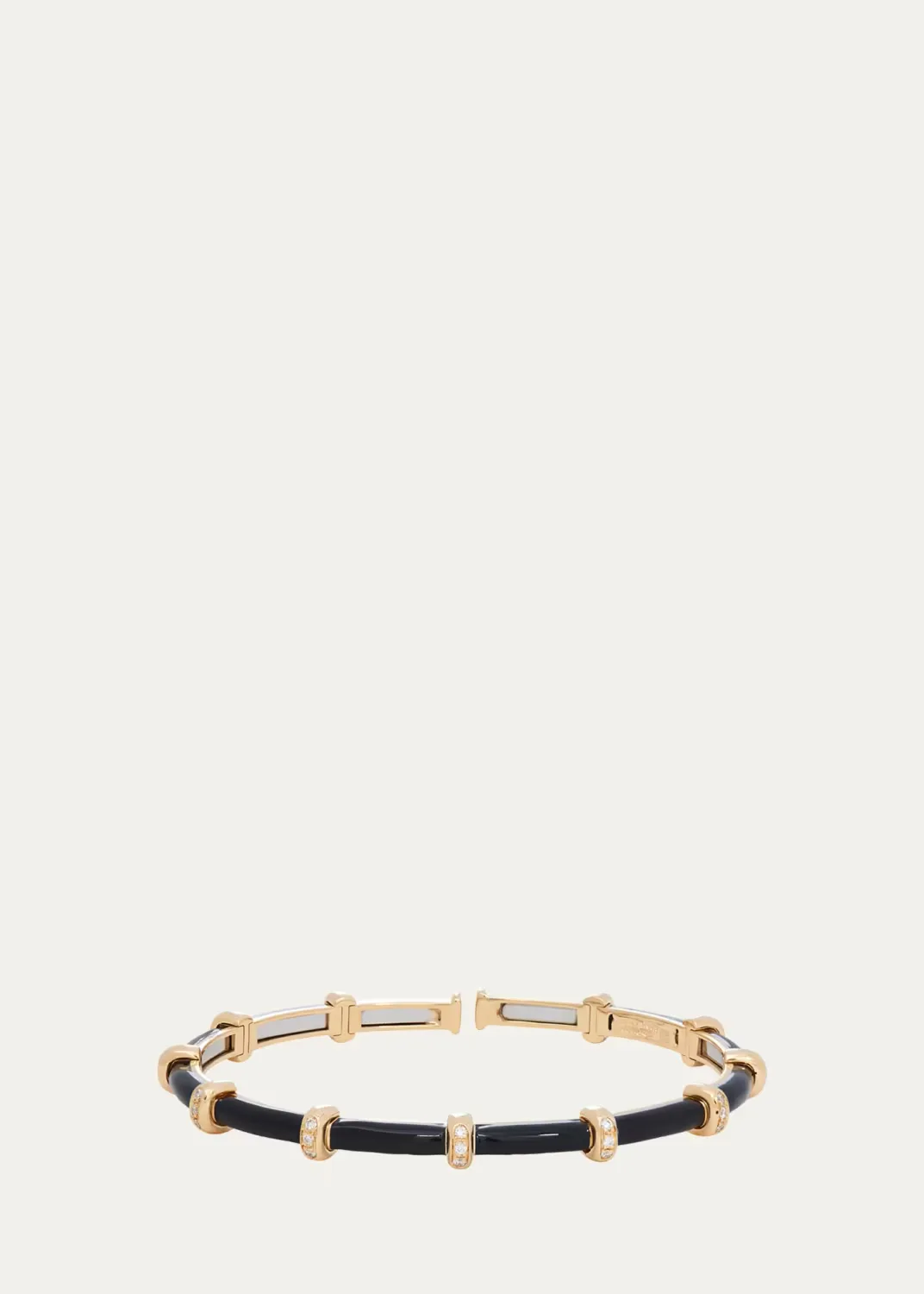 18K Yellow Gold Black Enamel Carly Bracelet with Diamonds by Sidney Garber