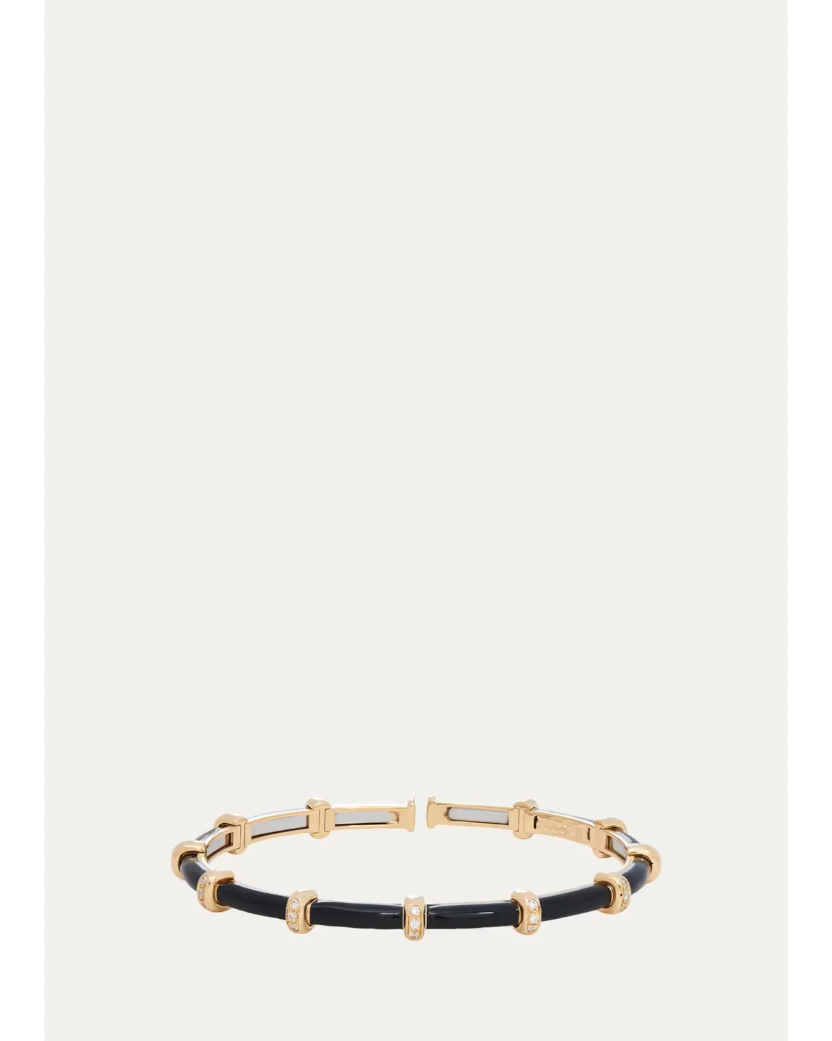 18K Yellow Gold Black Enamel Carly Bracelet with Diamonds