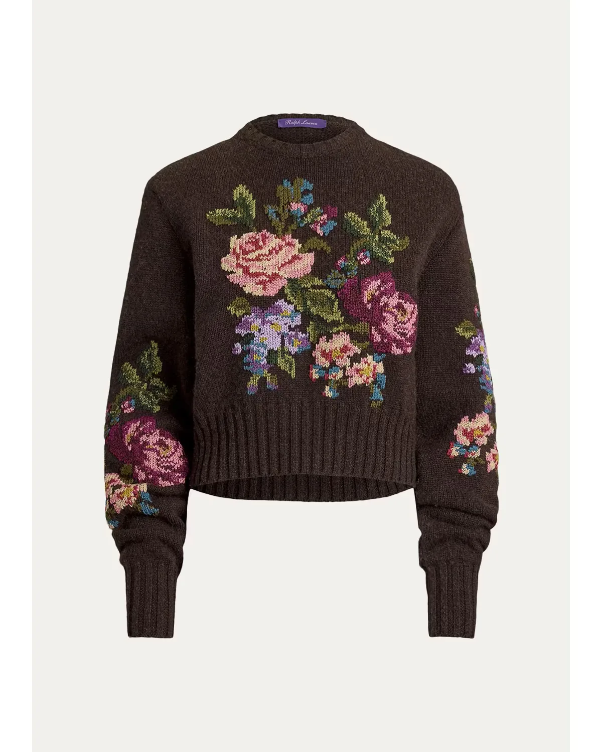 Floral Cashmere Crewneck Sweater by Ralph Lauren