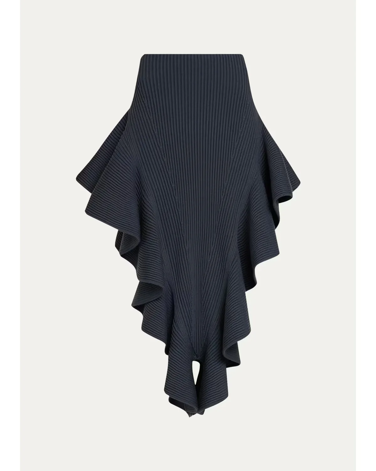 Ruffle Pointed Sculpted Midi Skirt by ALAA