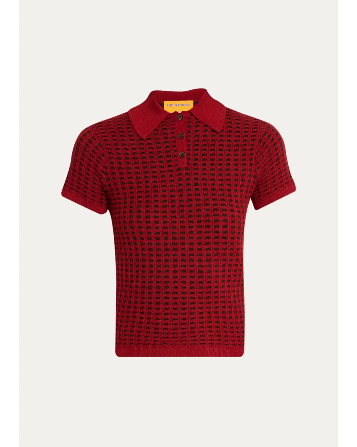 Cashmere Waffle-Stitched Shrunken Polo Sweater