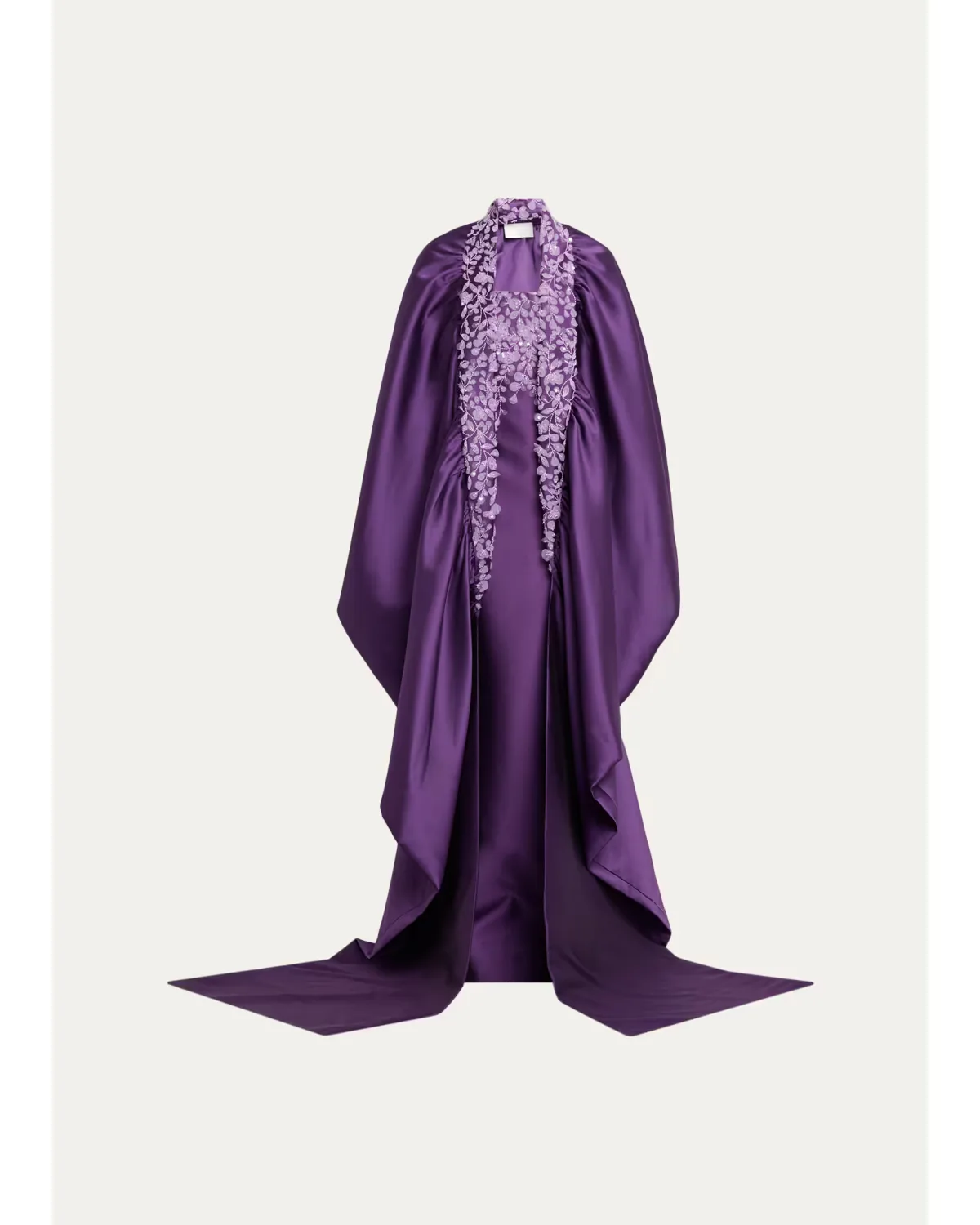 Beaded Mikado Silk Asymmetric Cape by Pamella Roland